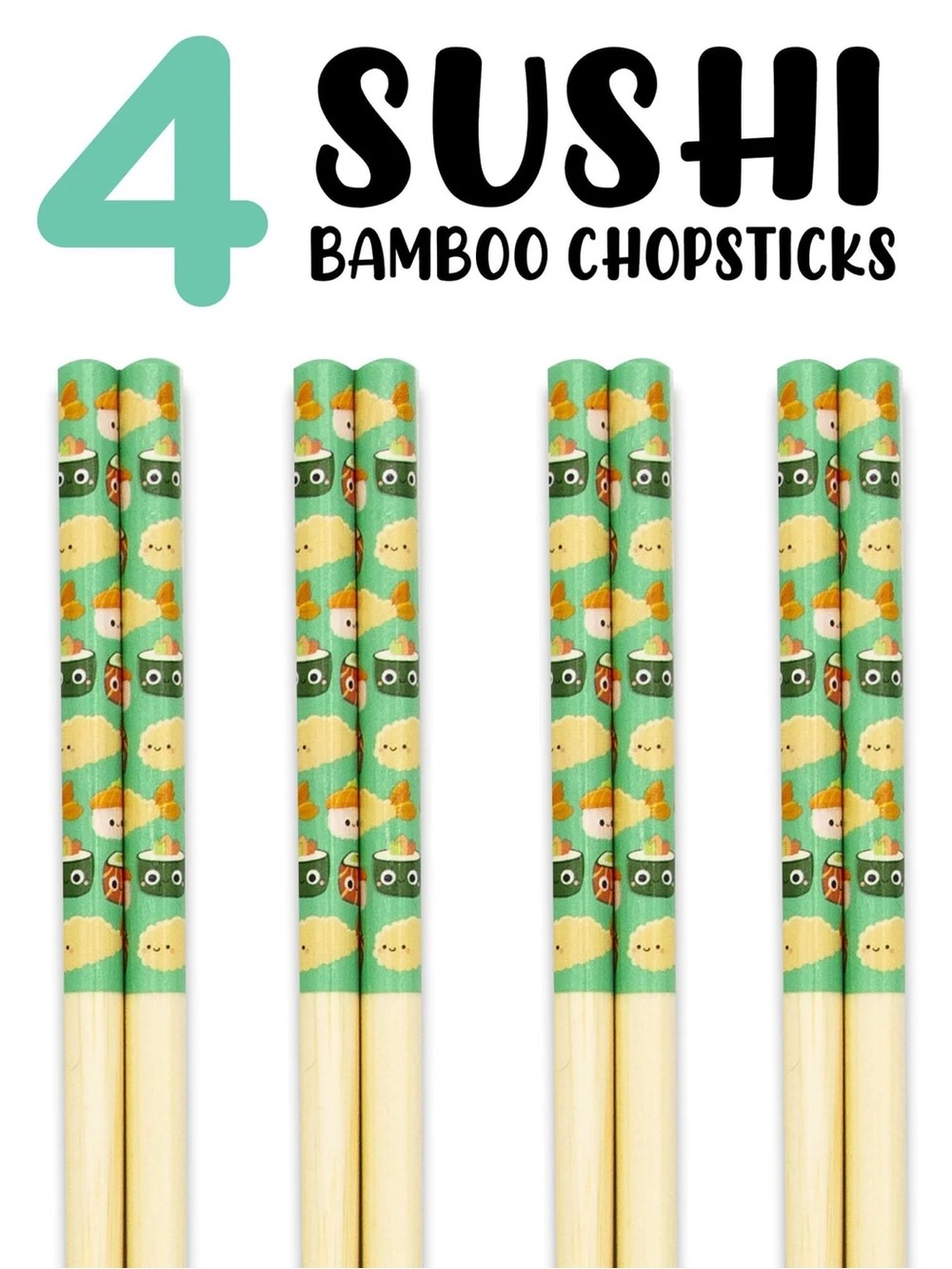 Sushi Time! Set of 4 Reusable Bamboo Chopsticks 🥢